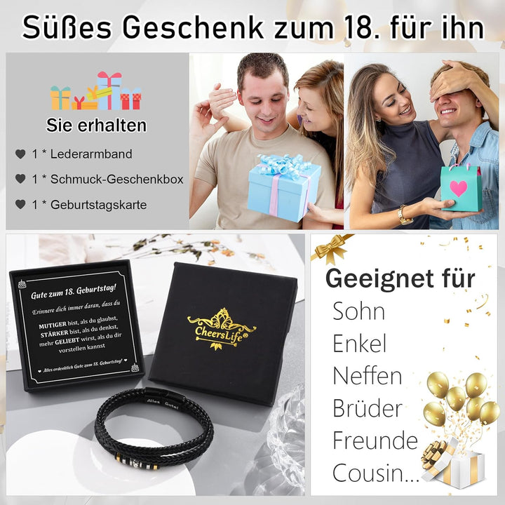 CheersLife An Meinen Sohn Armband Sohn Geschenk von Mama Papa Geburtstagsgeschenk 18. Geburtstag Jun