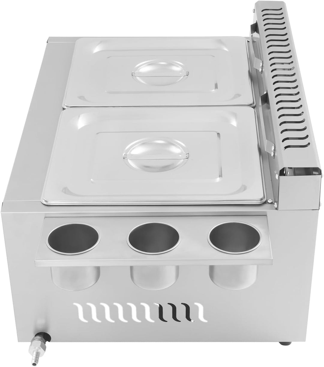 Kommerzielle Gas Fritteuse 10L+10L Doppeltank, Edelstahl Frittiermaschine mit 2 Frittierkörben & Dec