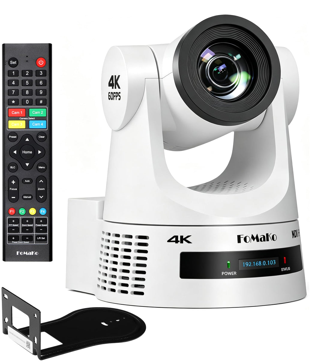 FoMaKo 4K 60FPS NDI HX3 PTZ Kamera, 20x Optischer Zoom, Gen 3 KI Auto-Tracking, 3G-SDI/HDMI/NDI/USB/