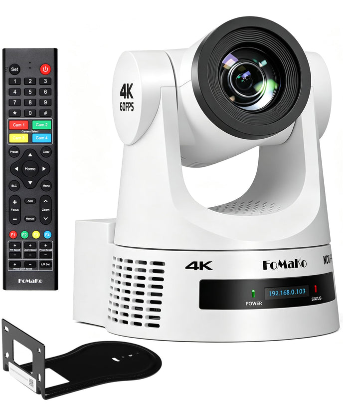 FoMaKo 4K 60FPS NDI HX3 PTZ Kamera, 20x Optischer Zoom, Gen 3 KI Auto-Tracking, 3G-SDI/HDMI/NDI/USB/