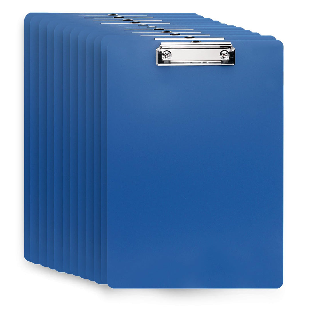 12 Stück Klemmbrett A4, 31,5 x 22,5cm Blau Schreibplatte aus Kunststoff, Klemmbretter A4 für Büro un