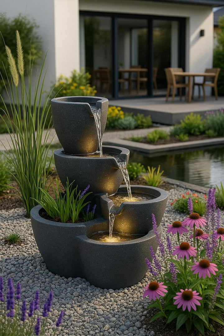Zimmerbrunnen mit Beleuchtung Botana Gartenbrunnen bepflanzbar Springbrunnen Terrassenbrunnen (LED: