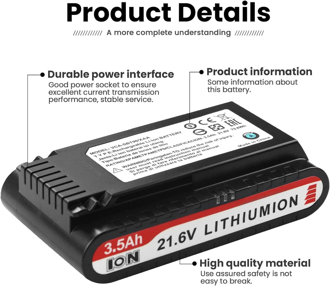 ANTIEE VCA-SBT90/XAA Akku Kompatibel mit Samsung Jet 75 Battery, Samsung Jet 75, 75+, 75 Pet Jet, 90