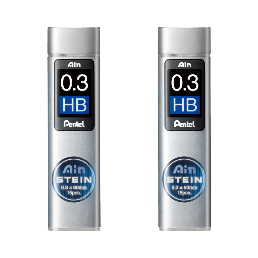Pentel Ain Stein Mechanische Nachfüllminen – 0,3 mm HB – Packung mit 2 Röhren