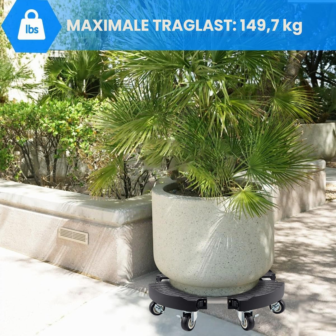 2 Stück Pflanzenroller Rund mit 8 Rädern, Pflanzenroller Aussenbereich Einstellbar 38-51cm Tragkraft