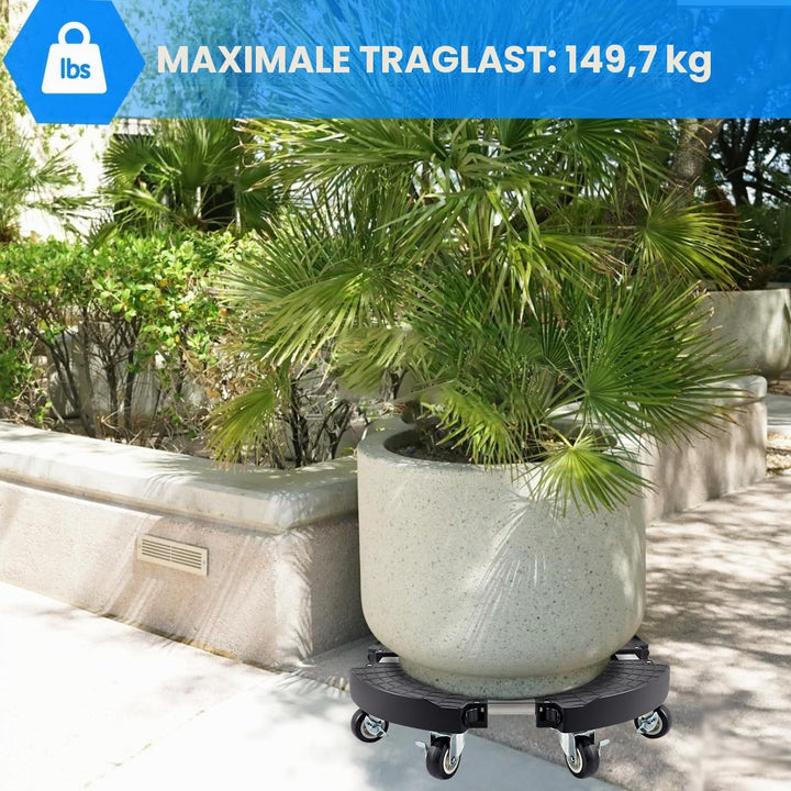 2 Stück Pflanzenroller Rund mit 8 Rädern, Pflanzenroller Aussenbereich Einstellbar 38-51cm Tragkraft
