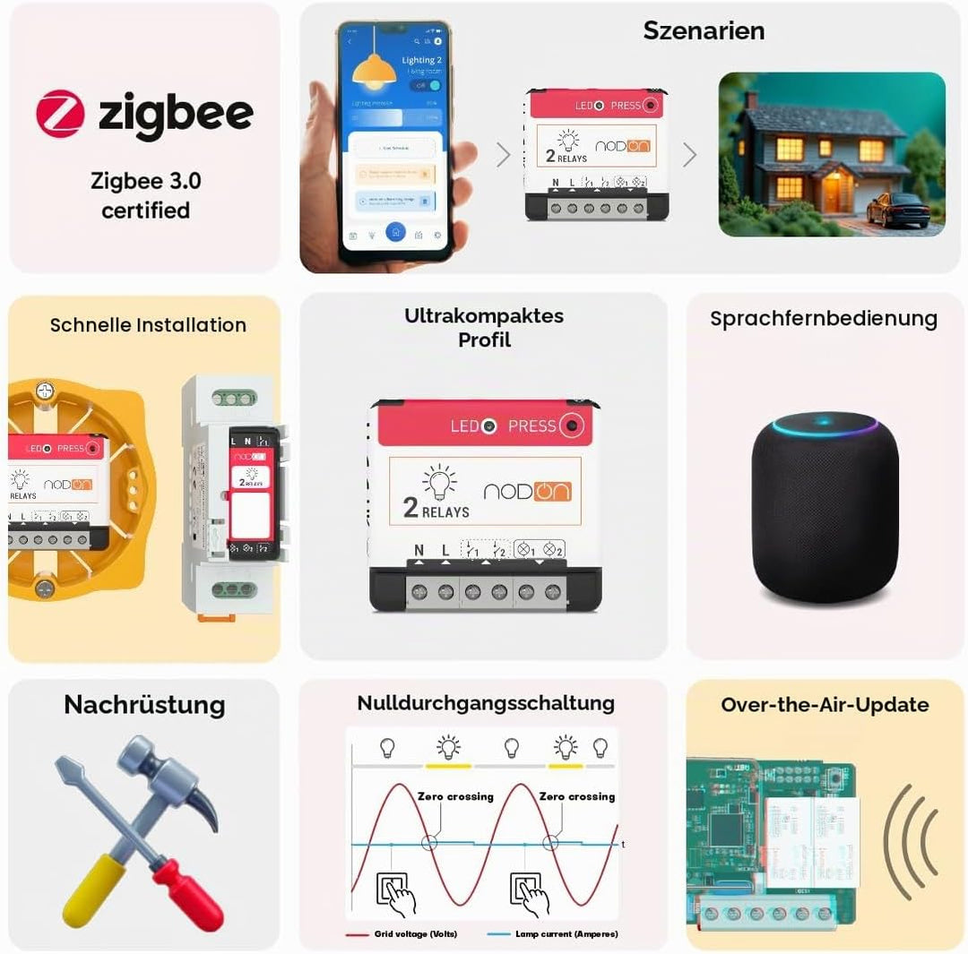 NodOn SIN-4-2-20 Zigbee Beleuchtungsmodul - 100% interoperativ Zigbee - kompatibel mit Alexa, Jeedom
