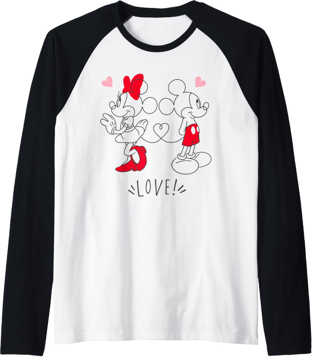 Disney Mickey and Minnie Love Hearts Raglan