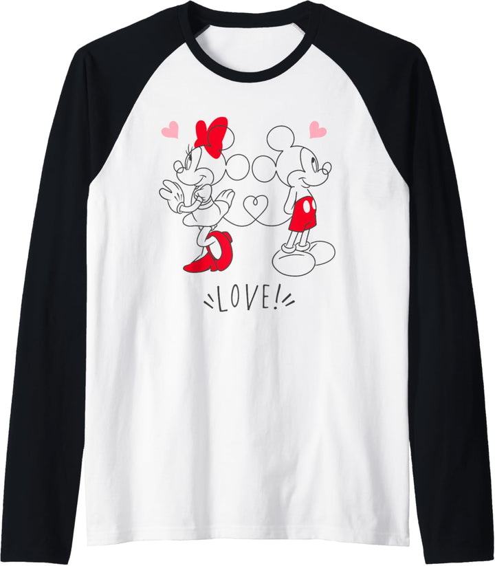Disney Mickey and Minnie Love Hearts Raglan