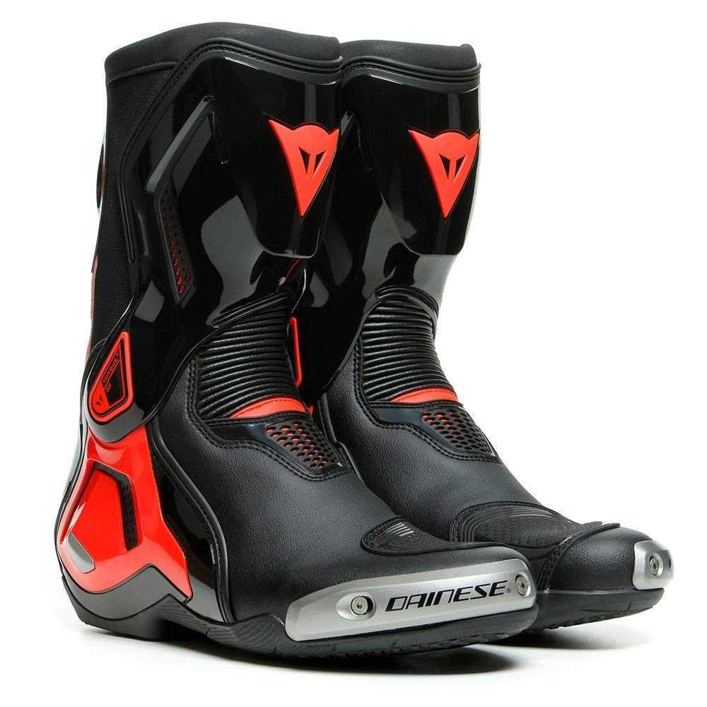 Dainese York D-WP Shoes, Motorradschuhe Wasserdicht Black Fluo Red 42 EU, Black Fluo Red 42 EU