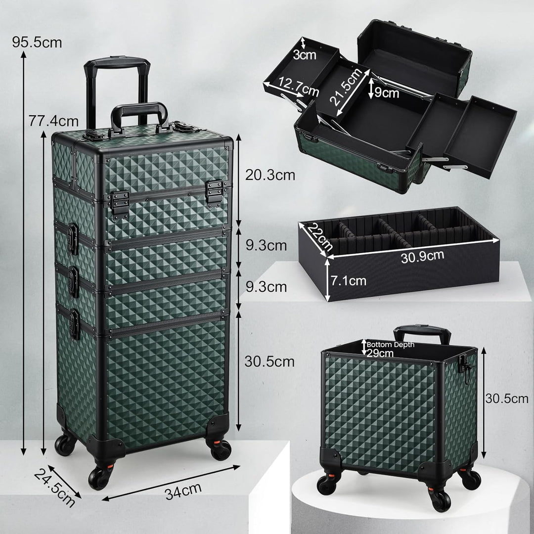 Kosmetikkoffer Trolley 4-in-1 Kosmetikkoffer Gross Kosmetik Trolley Make up Koffer Schminkkoffer mit