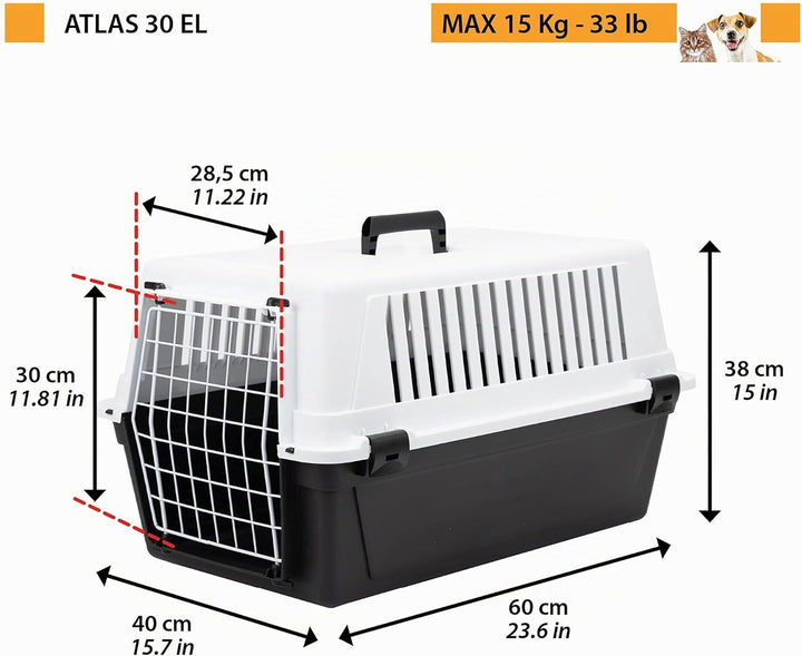 Ferplast Transportbox für Haustiere Hundebox für kleine Hunde und Katzen Atlas 30 EL, Transportbox f