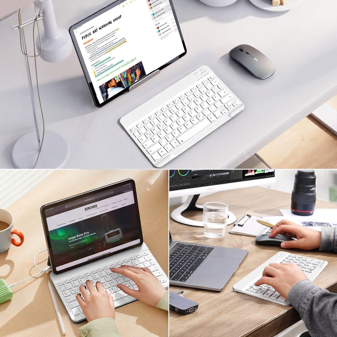 ZOYU Bluetooth Tastatur mit QWERTZ Layout für iPad Air, Pro, 10,2, 9,7, Mini, Tablets, PC, Windows,