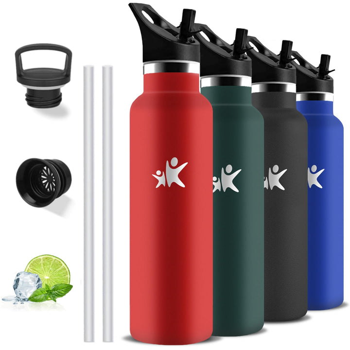 Trinkflasche Edelstahl, Sport Trinkflasche 1 liter, BPA-Freie, Thermosflasche, Doppelwandige Vakuumi