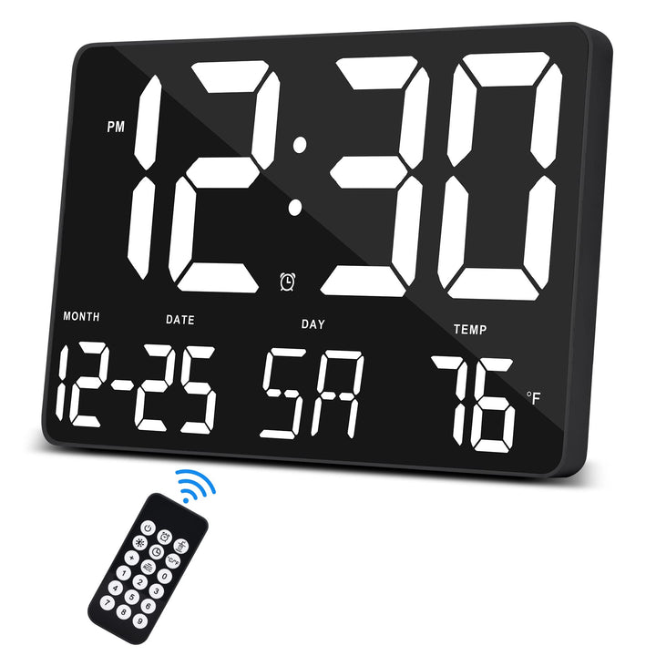 SZELAM Digitaluhr Grosses Display,11,5" Digitaler Kalenderwecker mit Funkfernbedienung,LED Übergross
