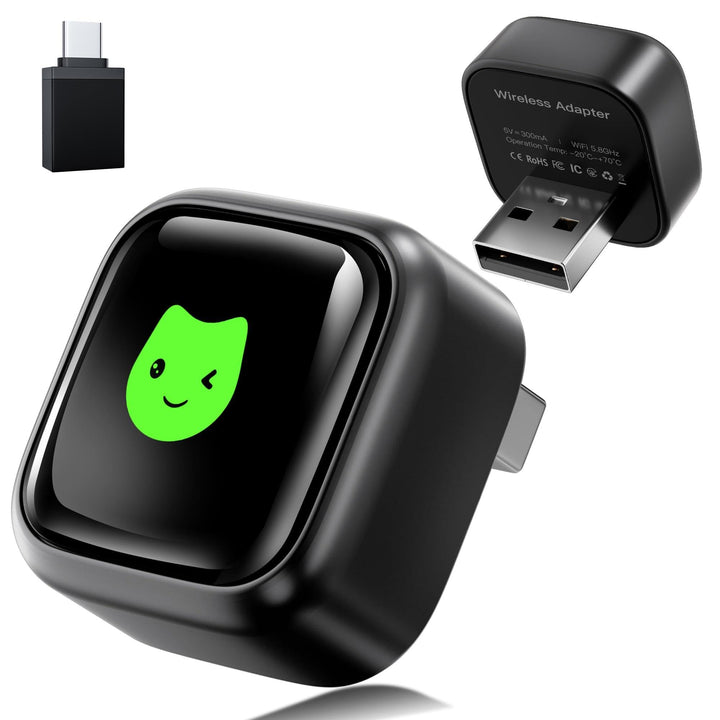 CarPlay Wireless Adapter für Apple 2026 Upgrade, Wired zu Wireless CarPlay, USB &amp; Type-C Dual-Port,