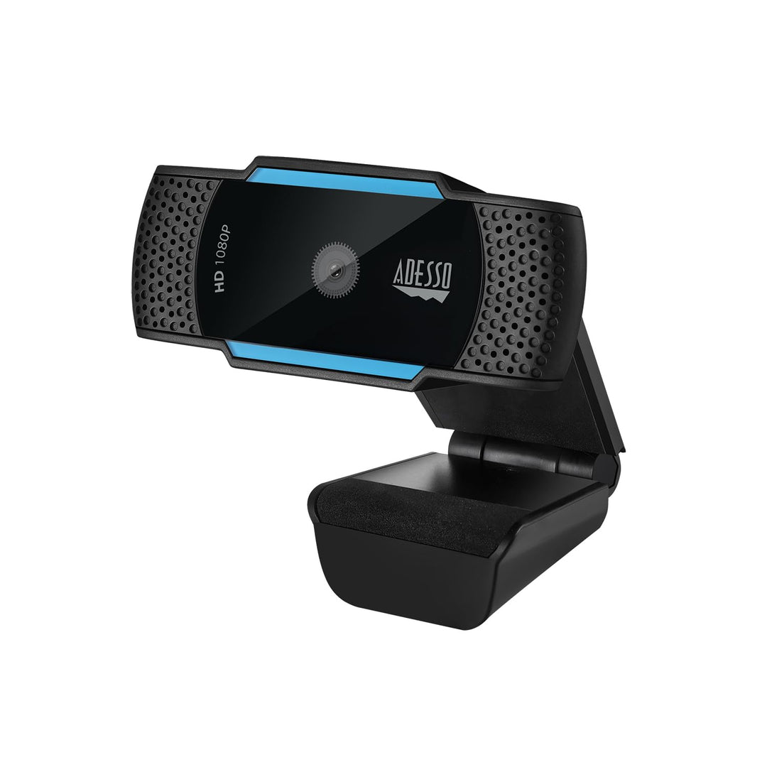 Adesso CyberTrack H5 Webcam HD 1080P - Autofokus-Webcam - eingebautes Doppelmikrofon - Stativhalteru