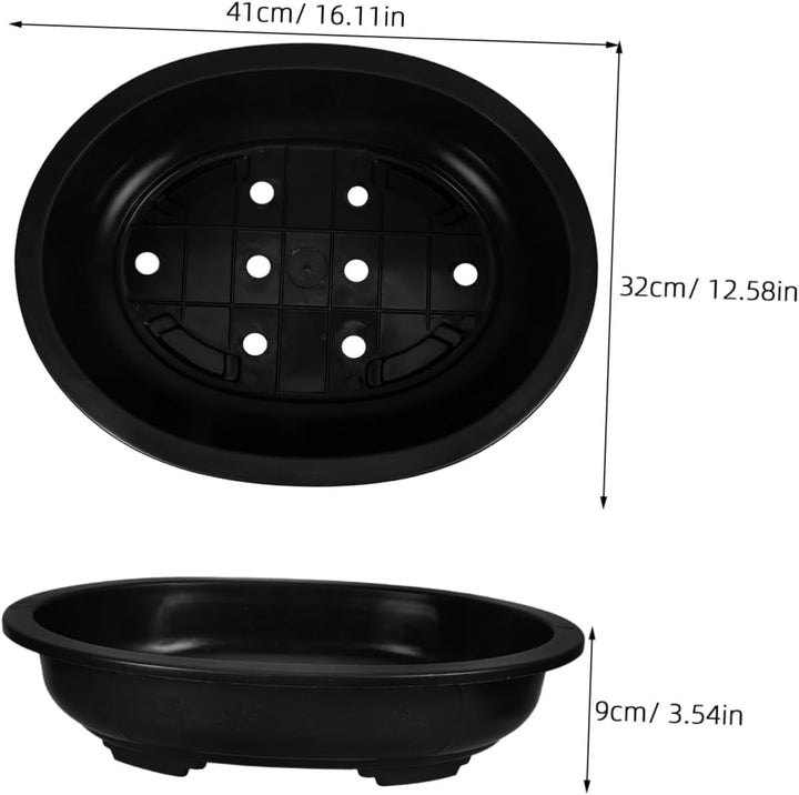 DOITOOL 4 Stück Grosser Bonsai-Trainingstopf 16-Zoll-Plastik-Bonsai-Topf Mit Abflussschale Ovaler Bo
