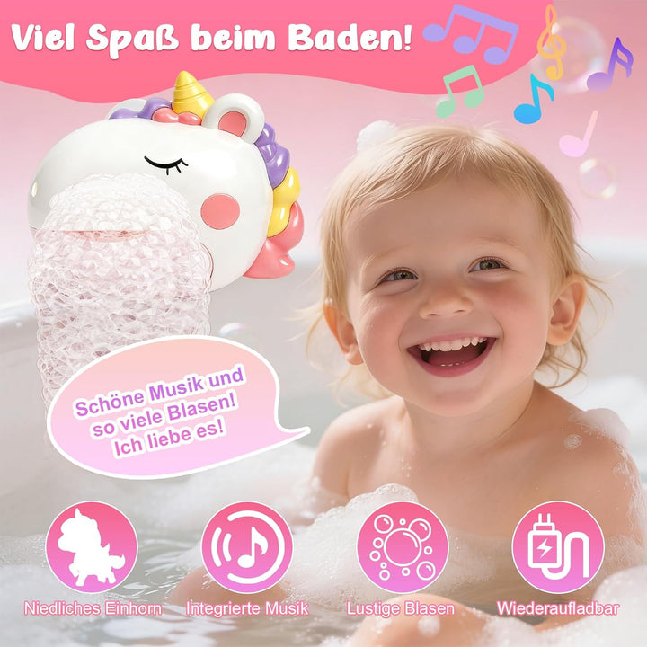 Badewannenspielzeug, Einhorn Wiederaufladbare Badespielzeug Bubble Mit Musik, Schaummaschine Badespi