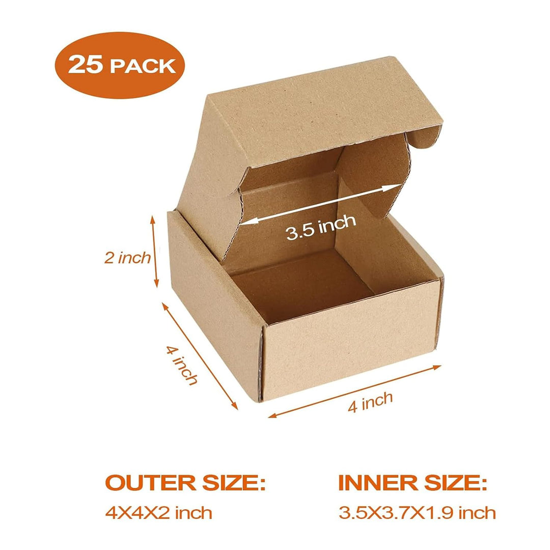 RLAVBL 25 Stück Braune Versandkartons mit den Massen 10,2 x 10,2 x 5,1 cm für den Versand von Gegens