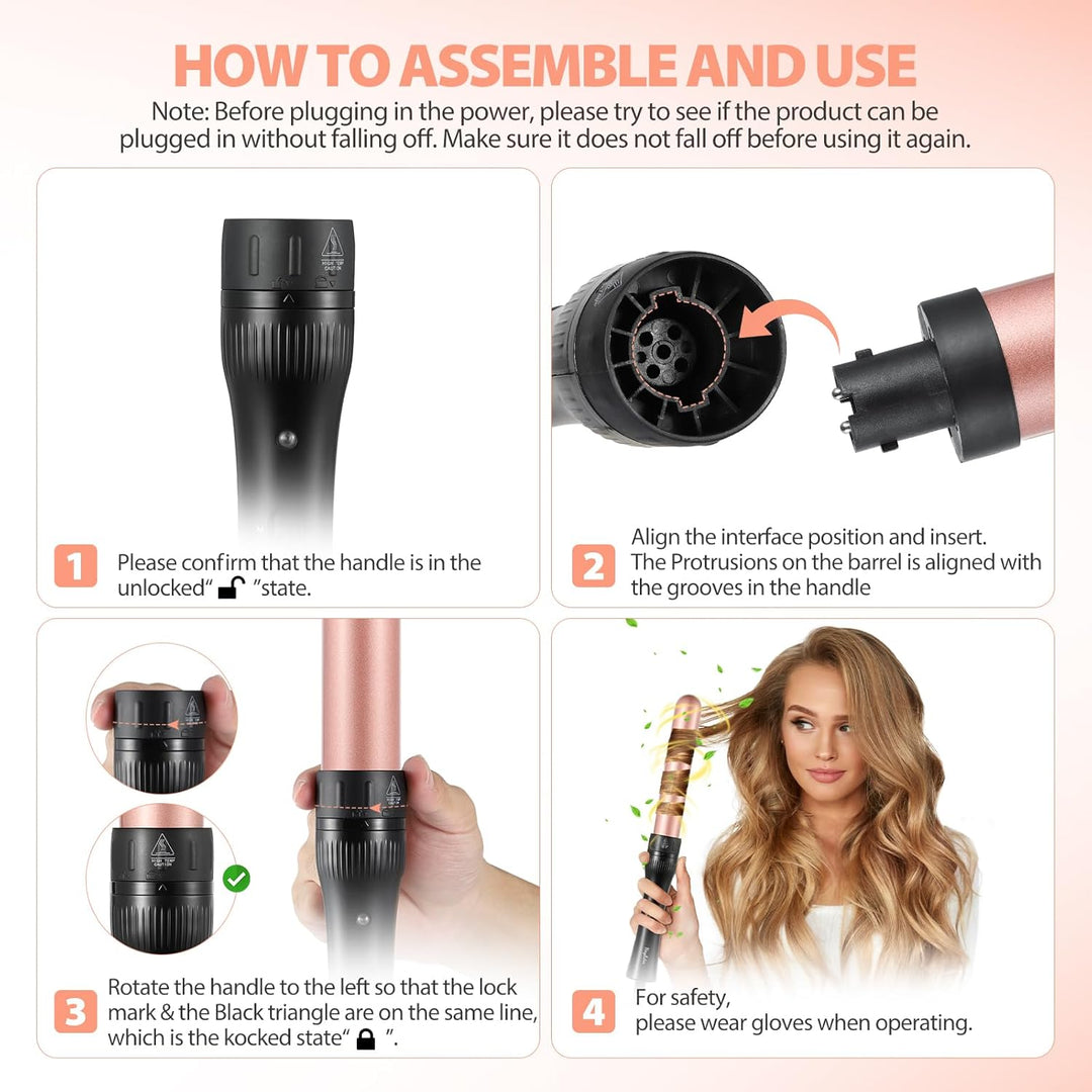 Lockenstäb 5 in 1, Keramik Lockeneisen mit Multifunktion Lockenbürste, Lockenstabe mit Verschiedenen