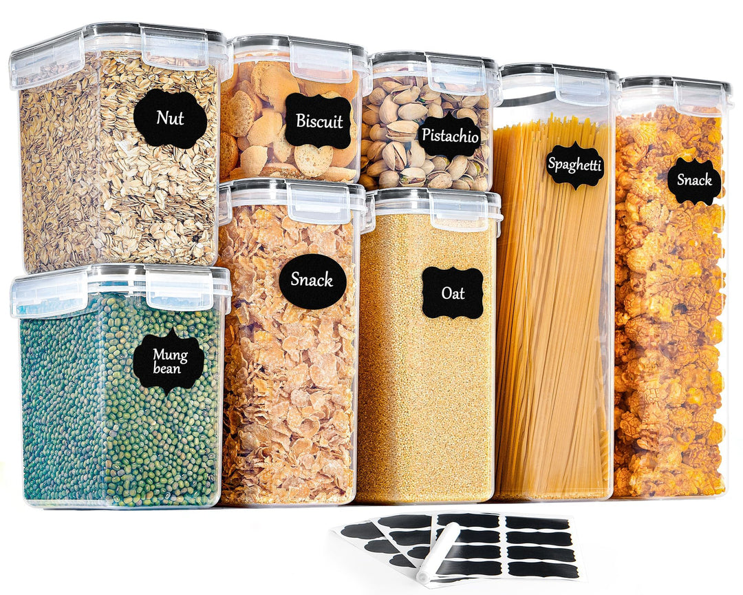 GoMaihe Vorratsdosen 8 Set, Aufbewahrungsbox Küche Luftdicht Behälter aus Plastik Mit Deckel, Vorrat
