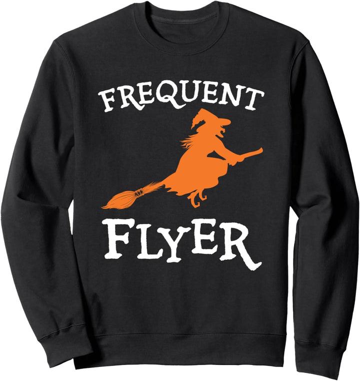 Vielflieger-Halloween-Hexe auf Besenstiel Sweatshirt