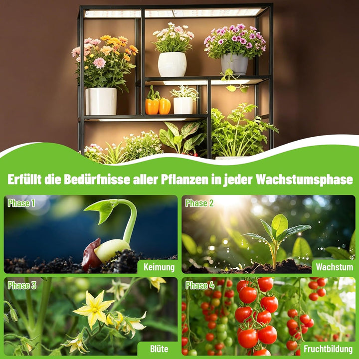 1620 LEDs Pflanzenlampe, LED Vollspektrum, 12 Stück Pflanzenleuchte, Pflanzenlicht Wachsen licht mit