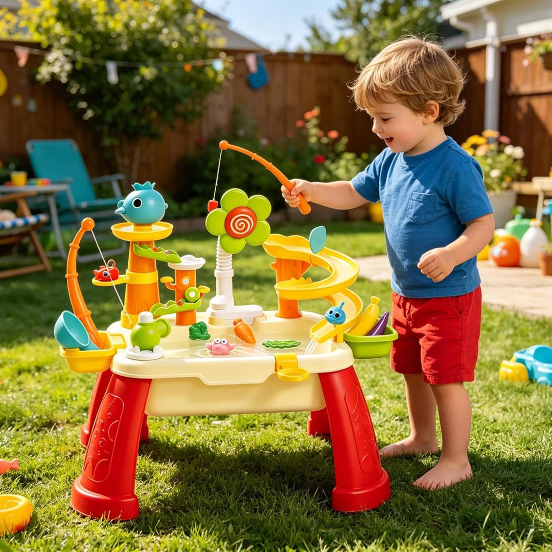 Generisch Elektrischer Wasserspieltisch für Kinder, mit Pumpe &amp; 180° Drehbarem Wasserhahn, Abnehmbar