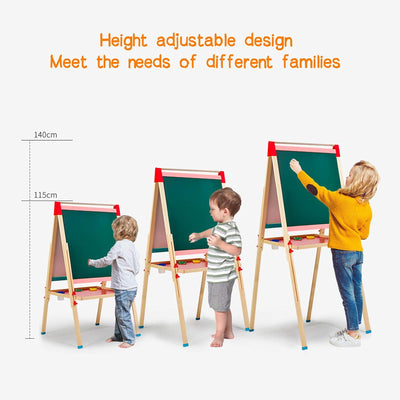 Maycoly Kinder Staffelei mit Papierrolle doppelseitiges Whiteboard und Kreidetafel Holz Kunst Staffe