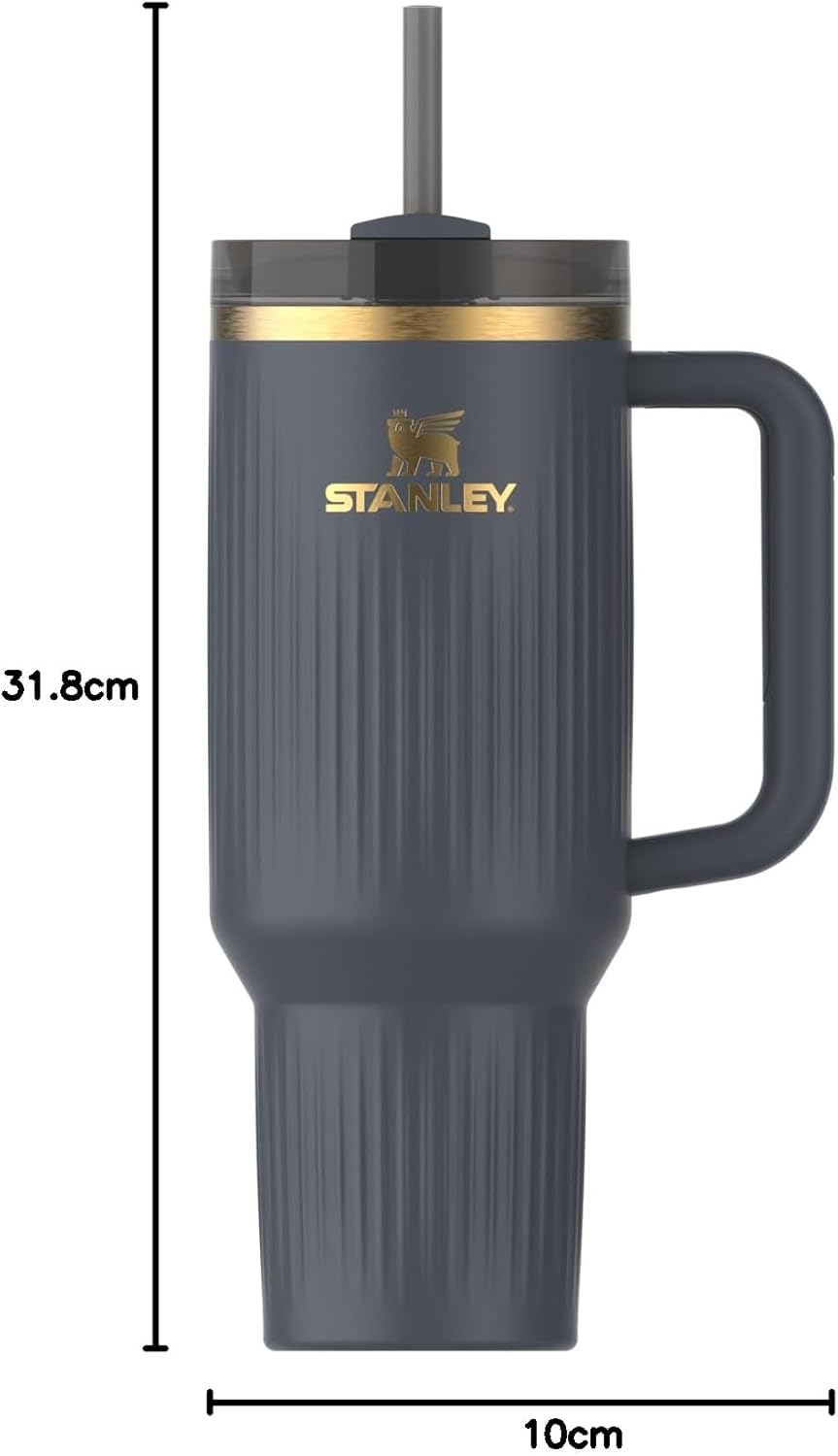 Stanley Quencher H2.0 Trinkbecher mit Henkel und Strohhalm 40 oz Geriffelte Dämmerung, 40 oz Geriffe