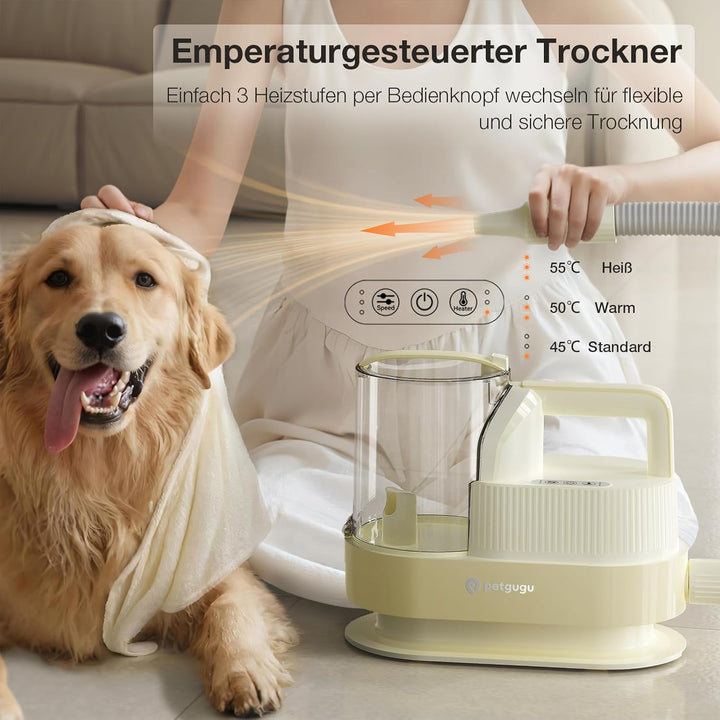 Hundeschermaschine mit Tierhaar Staubsauger & Haartrockner 11000Pa 7-in-1 Haustierpflegeset 2.5L Sta
