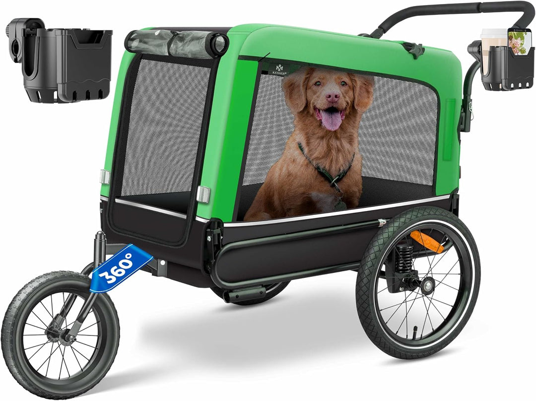 KESSER® Hundeanhänger Boxer 3-in-1 Hundebugg & Jogger Fahrradanhänger gross ca. 240 Liter Volumen, g