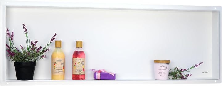 Balneo Wall-Box NO Rim wandnische dusche Edelstahl Duschnische 90x30x10 cm, weiss, wasserdicht, Nisc