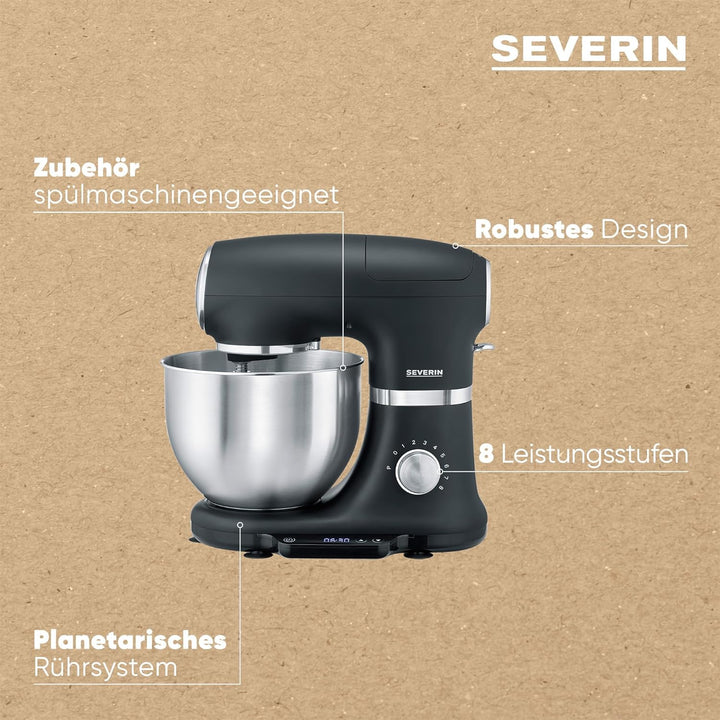 SEVERIN Küchenmaschine mit Waage, grosse Knetmaschine für bis zu 3 kg Kuchenteig, robuste Teigmaschi