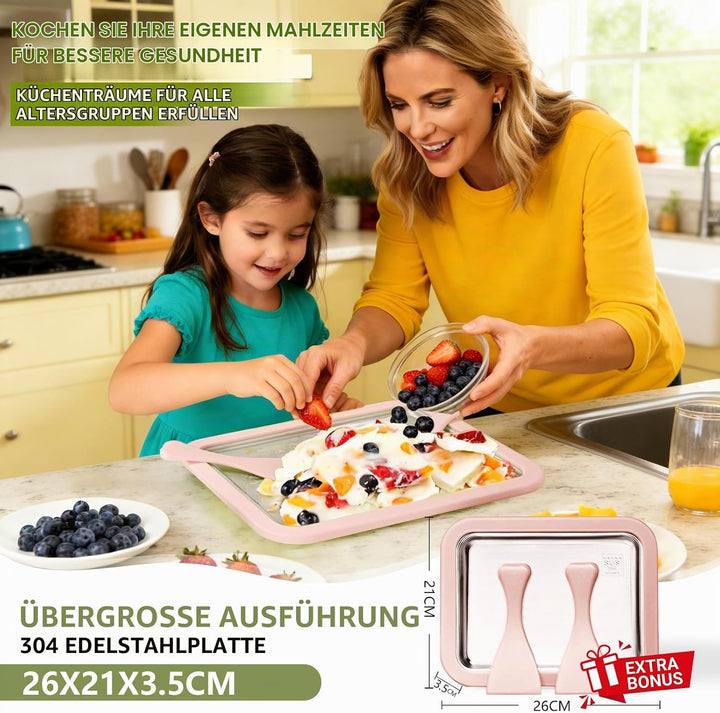 Eiscreme Roller Maker Set Mit 2 Spateln, Instant Eismaschine, Ice Cream Rolls Platte Für Erwachsene