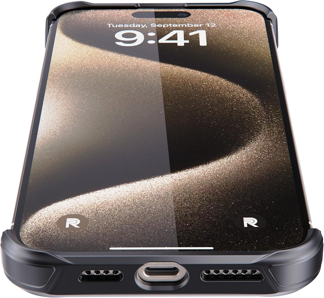 REBEL Schutzhülle für iPhone 15 Pro Max [Flex-Serie], freiliegende Seiten für Komfort, Aramidfaser,