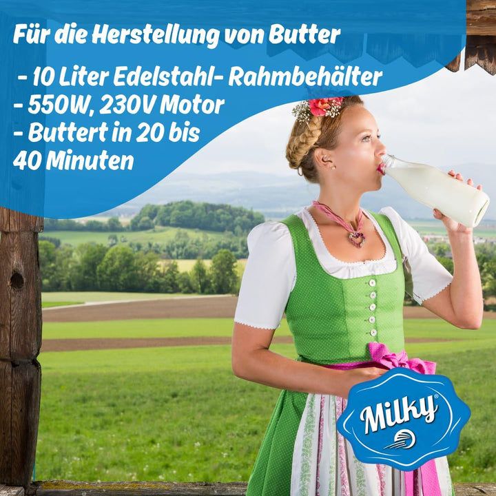 elektrische Buttermaschine, 10 Liter, 30x26,6x31,5cm, Kunststoffabdeckung, Gehaeuse aus Edelstahl