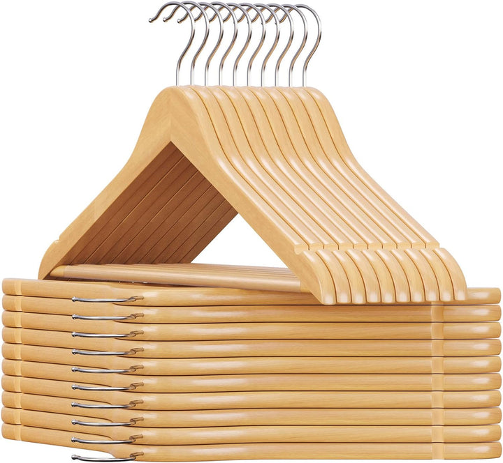SONGMICS Kleiderbügel Holz, 20er Set, Bügel aus Massivholz, Einkerbungen im Schulterbereich, rutschf