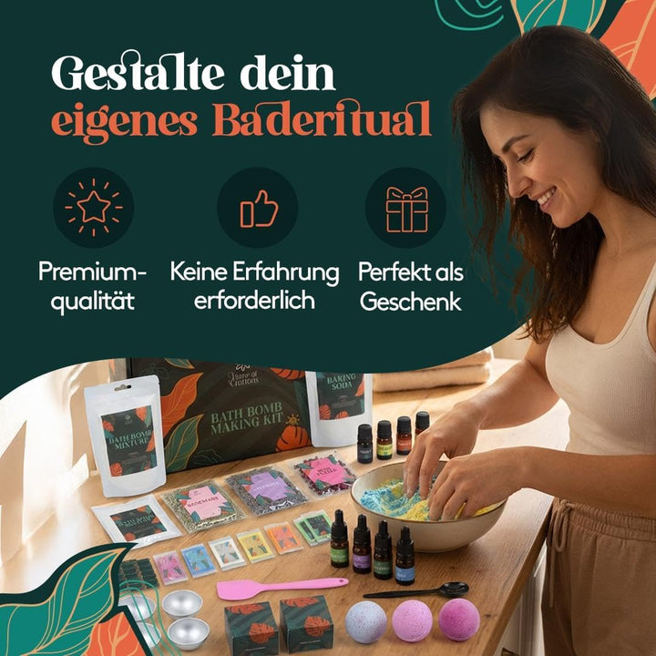 Badebomben DIY Set | Badebomben Selber Machen mit Farben & Düften | Bastelset Erwachsene | DIY Set E