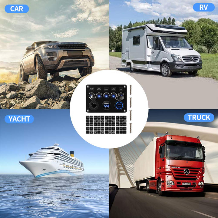 KAOLAI Schalter Panel 12V/24V 4.2A IP65 Wasserdicht Schalter Panel 12V Camper Dual-USB-Ladegerät LED