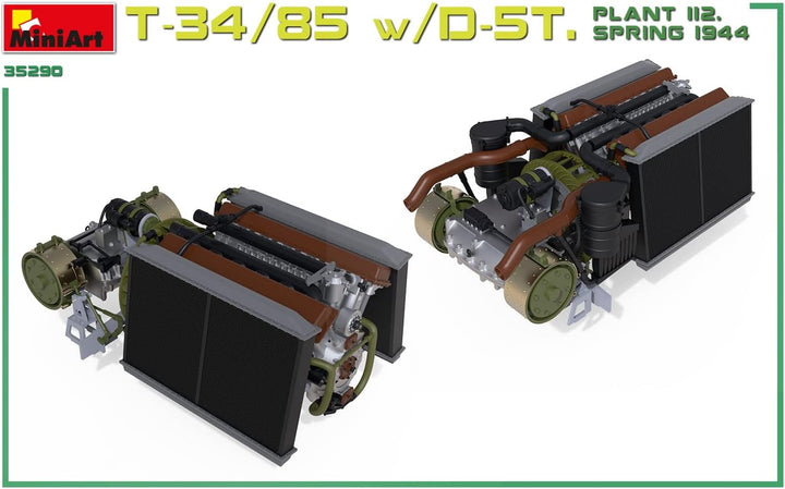 Mini Art 35290 1:35 T-34/85 w/D-5T Plant 112 Fj.44 Int. - originalgetreue Nachbildung, Modellbau, Pl