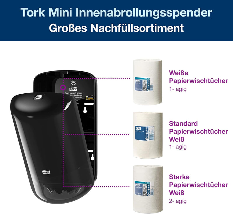 Tork 558008 Mini Innenabrollungsspender für M1 Papierwischtücher im Elevation Design / Wischtuchspen