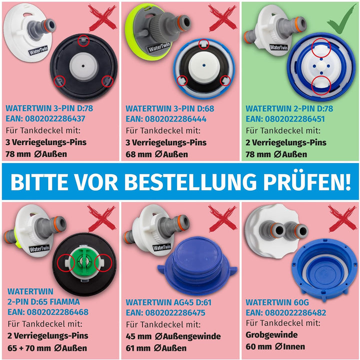 MaJoCompTec® CONNECT-30 Wohnmobil Wasser Tank Set| Caravan Einfüllstutzen Tankdeckel Zubehör (Anschl