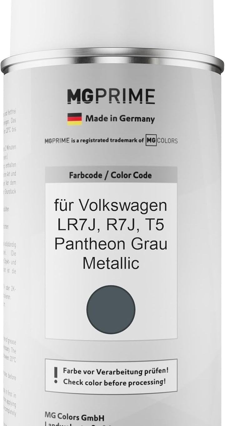 MG PRIME Autolack Sprühdosen Set für Volkswagen VW LR7J / R7J / T5 Pantheon Grau Metallic Basislack