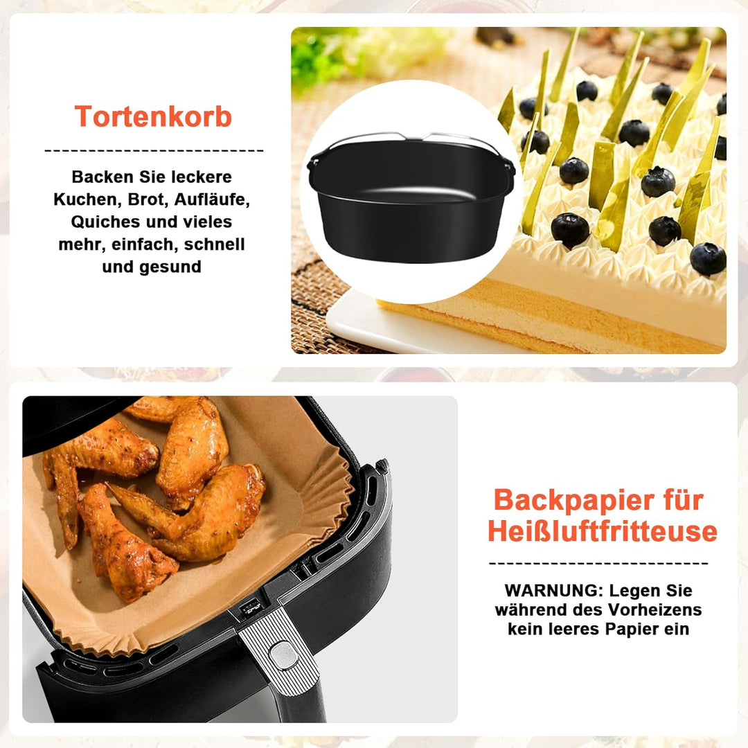 YINGRACE 21 CM Heissluftfritteuse Zubehör Kompatibel für Philips Airfryer XL 6,2L, Tefal 5L, COSORI
