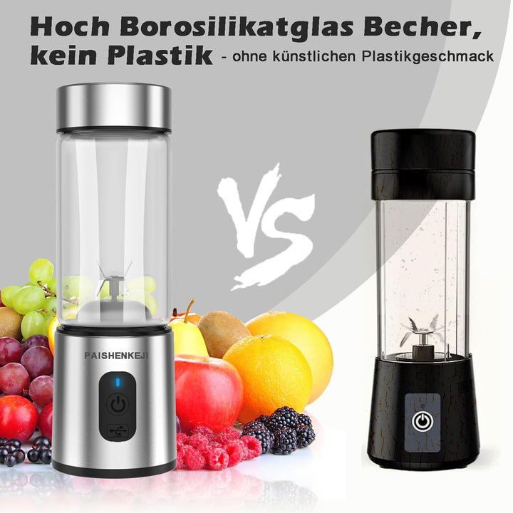 Glas Smoothie Maker Mini Mixer - Standmixer, Tragbarer Mini Blender, 400ml Smoothie Maker to go, USB