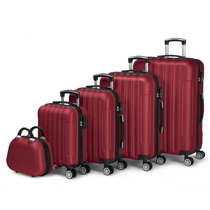 LALAHO Kofferset 5 teilig mit Kosmetikkoffer, Hartschalen Koffer Set aus ABS, Reisekoffer Set, Gepäc