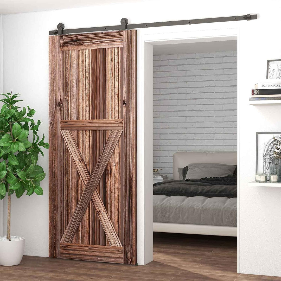 LTIYITL 121CM(4FT) Schiebetürbeschlag Set Schiebetürsystem Laufschiene für Schiebetür Hängeschiene f