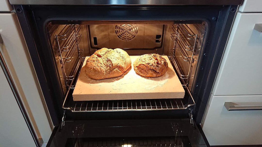 Pizzastein Brotbackstein Flammkuchenplatte aus Speicherschamotte, Für E-Herde